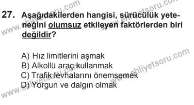 6 Eylül 2014 Tarihli Sürücü Adayları Sınavı L Kitapçığı 27. Soru