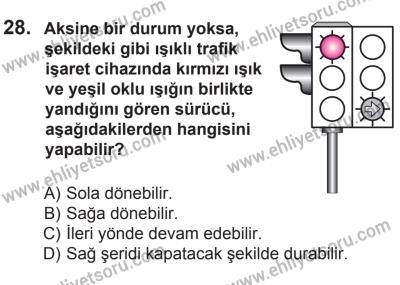 6 Eylül 2014 Tarihli Sürücü Adayları Sınavı L Kitapçığı 28. Soru