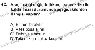 6 Eylül 2014 Tarihli Sürücü Adayları Sınavı L Kitapçığı 42. Soru