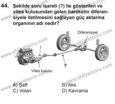 6 Eylül 2014 Tarihli Sürücü Adayları Sınavı L Kitapçığı 44. Soru