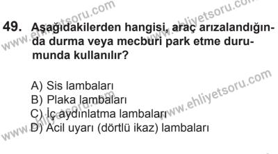 6 Eylül 2014 Tarihli Sürücü Adayları Sınavı L Kitapçığı 49. Soru