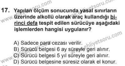 6 Eylül 2014 Tarihli Sürücü Adayları Sınavı M Kitapçığı 17. Soru