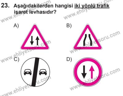 6 Eylül 2014 Tarihli Sürücü Adayları Sınavı M Kitapçığı 23. Soru