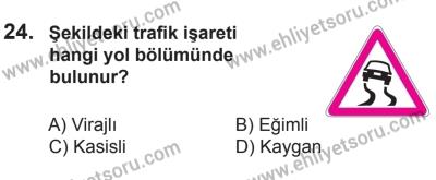 6 Eylül 2014 Tarihli Sürücü Adayları Sınavı M Kitapçığı 24. Soru