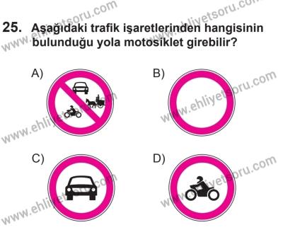 6 Eylül 2014 Tarihli Sürücü Adayları Sınavı M Kitapçığı 25. Soru