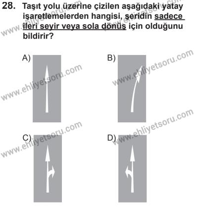 6 Eylül 2014 Tarihli Sürücü Adayları Sınavı M Kitapçığı 28. Soru