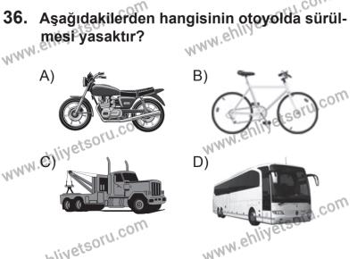 6 Eylül 2014 Tarihli Sürücü Adayları Sınavı M Kitapçığı 36. Soru