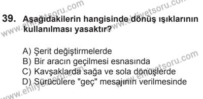 6 Eylül 2014 Tarihli Sürücü Adayları Sınavı M Kitapçığı 39. Soru
