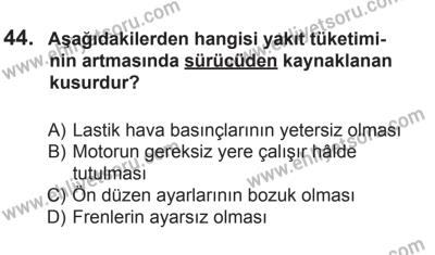 6 Eylül 2014 Tarihli Sürücü Adayları Sınavı M Kitapçığı 44. Soru