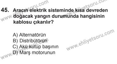6 Eylül 2014 Tarihli Sürücü Adayları Sınavı M Kitapçığı 45. Soru
