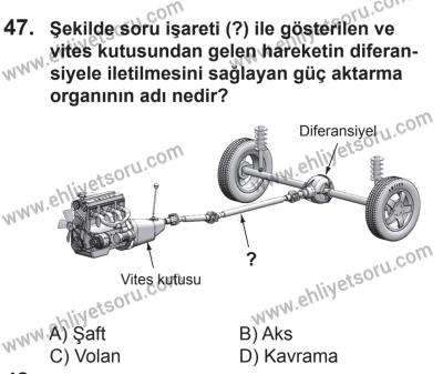6 Eylül 2014 Tarihli Sürücü Adayları Sınavı M Kitapçığı 47. Soru