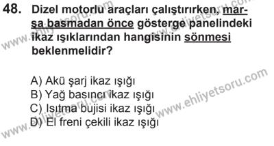 6 Eylül 2014 Tarihli Sürücü Adayları Sınavı M Kitapçığı 48. Soru