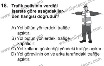 6 Eylül 2014 Tarihli Sürücü Adayları Sınavı N Kitapçığı 18. Soru