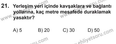 6 Eylül 2014 Tarihli Sürücü Adayları Sınavı N Kitapçığı 21. Soru