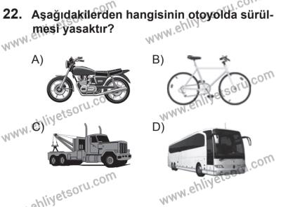6 Eylül 2014 Tarihli Sürücü Adayları Sınavı N Kitapçığı 22. Soru