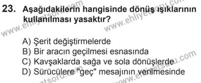 6 Eylül 2014 Tarihli Sürücü Adayları Sınavı N Kitapçığı 23. Soru