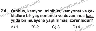 6 Eylül 2014 Tarihli Sürücü Adayları Sınavı N Kitapçığı 24. Soru