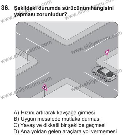 6 Eylül 2014 Tarihli Sürücü Adayları Sınavı N Kitapçığı 36. Soru
