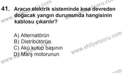 6 Eylül 2014 Tarihli Sürücü Adayları Sınavı N Kitapçığı 41. Soru