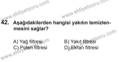 6 Eylül 2014 Tarihli Sürücü Adayları Sınavı N Kitapçığı 42. Soru