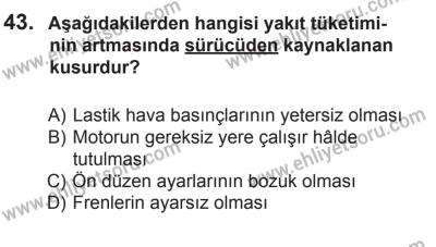 6 Eylül 2014 Tarihli Sürücü Adayları Sınavı N Kitapçığı 43. Soru