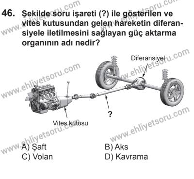 6 Eylül 2014 Tarihli Sürücü Adayları Sınavı N Kitapçığı 46. Soru