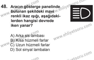 6 Eylül 2014 Tarihli Sürücü Adayları Sınavı N Kitapçığı 48. Soru