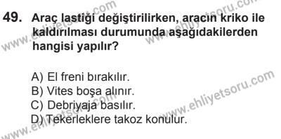6 Eylül 2014 Tarihli Sürücü Adayları Sınavı N Kitapçığı 49. Soru