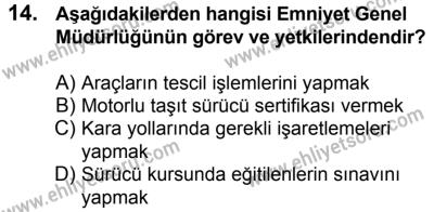 7 Ekim 2017 Tarihli Sürücü Adayları Sınavı K Kitapçığı 2. Oturum 14. Soru