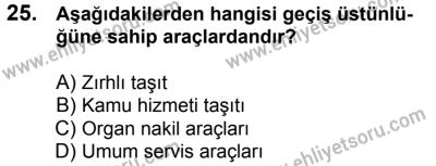 7 Ekim 2017 Tarihli Sürücü Adayları Sınavı K Kitapçığı 2. Oturum 25. Soru
