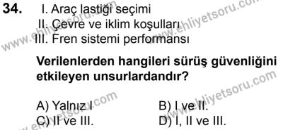 7 Ekim 2017 Tarihli Sürücü Adayları Sınavı K Kitapçığı 2. Oturum 34. Soru