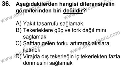 7 Ekim 2017 Tarihli Sürücü Adayları Sınavı K Kitapçığı 2. Oturum 36. Soru