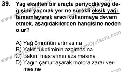 7 Ekim 2017 Tarihli Sürücü Adayları Sınavı K Kitapçığı 2. Oturum 39. Soru