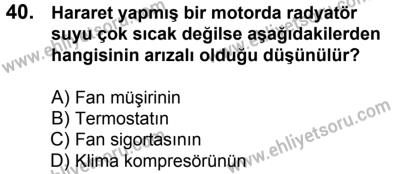 7 Ekim 2017 Tarihli Sürücü Adayları Sınavı K Kitapçığı 2. Oturum 40. Soru