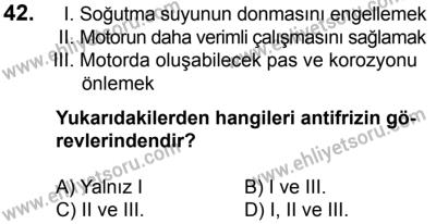 7 Ekim 2017 Tarihli Sürücü Adayları Sınavı K Kitapçığı 2. Oturum 42. Soru