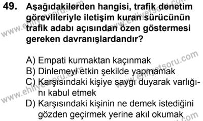 7 Ekim 2017 Tarihli Sürücü Adayları Sınavı K Kitapçığı 2. Oturum 49. Soru