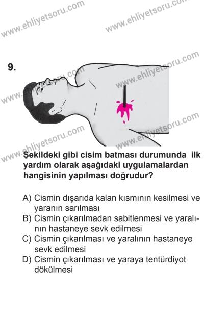 8 Aralık 2013 Tarihli Sürücü Adayları Sınavı K Kitapçığı 9. Soru