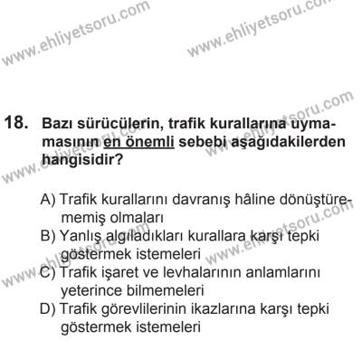 8 Aralık 2013 Tarihli Sürücü Adayları Sınavı K Kitapçığı 18. Soru