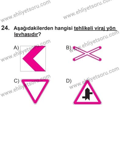 8 Aralık 2013 Tarihli Sürücü Adayları Sınavı K Kitapçığı 24. Soru