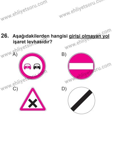 8 Aralık 2013 Tarihli Sürücü Adayları Sınavı K Kitapçığı 26. Soru