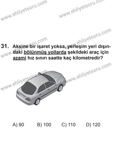8 Aralık 2013 Tarihli Sürücü Adayları Sınavı K Kitapçığı 31. Soru