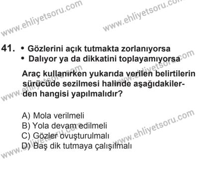 8 Aralık 2013 Tarihli Sürücü Adayları Sınavı K Kitapçığı 41. Soru
