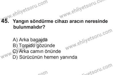 8 Aralık 2013 Tarihli Sürücü Adayları Sınavı K Kitapçığı 45. Soru