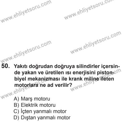 8 Aralık 2013 Tarihli Sürücü Adayları Sınavı K Kitapçığı 50. Soru
