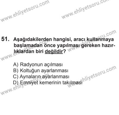 8 Aralık 2013 Tarihli Sürücü Adayları Sınavı K Kitapçığı 51. Soru