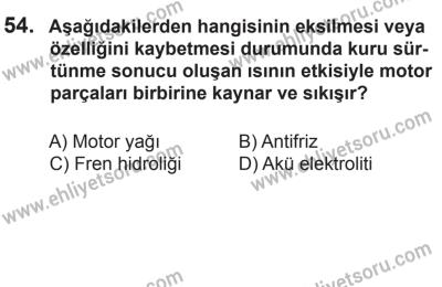 8 Aralık 2013 Tarihli Sürücü Adayları Sınavı K Kitapçığı 54. Soru