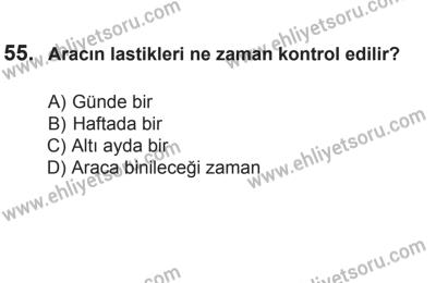 8 Aralık 2013 Tarihli Sürücü Adayları Sınavı K Kitapçığı 55. Soru