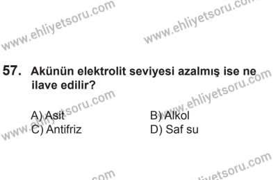 8 Aralık 2013 Tarihli Sürücü Adayları Sınavı K Kitapçığı 57. Soru