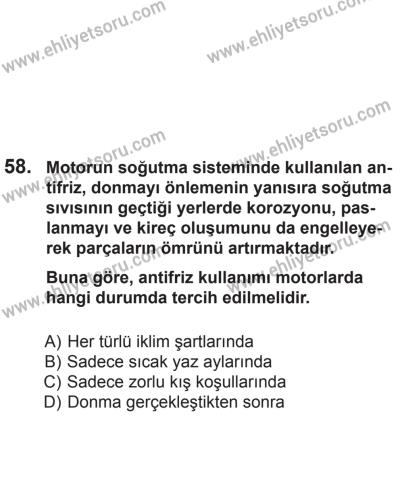 8 Aralık 2013 Tarihli Sürücü Adayları Sınavı K Kitapçığı 58. Soru