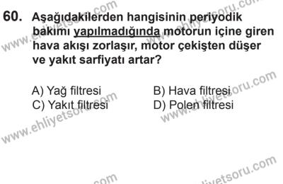 8 Aralık 2013 Tarihli Sürücü Adayları Sınavı K Kitapçığı 60. Soru
